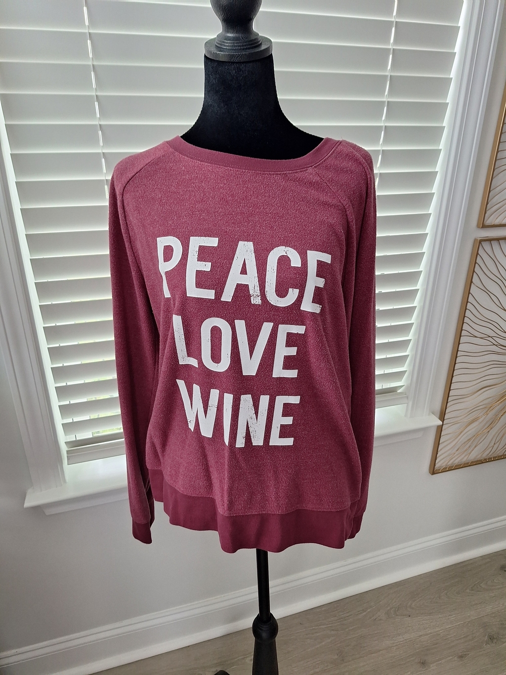 Grayson Threads Wine-Red 'Peace Love Wine' Pullover